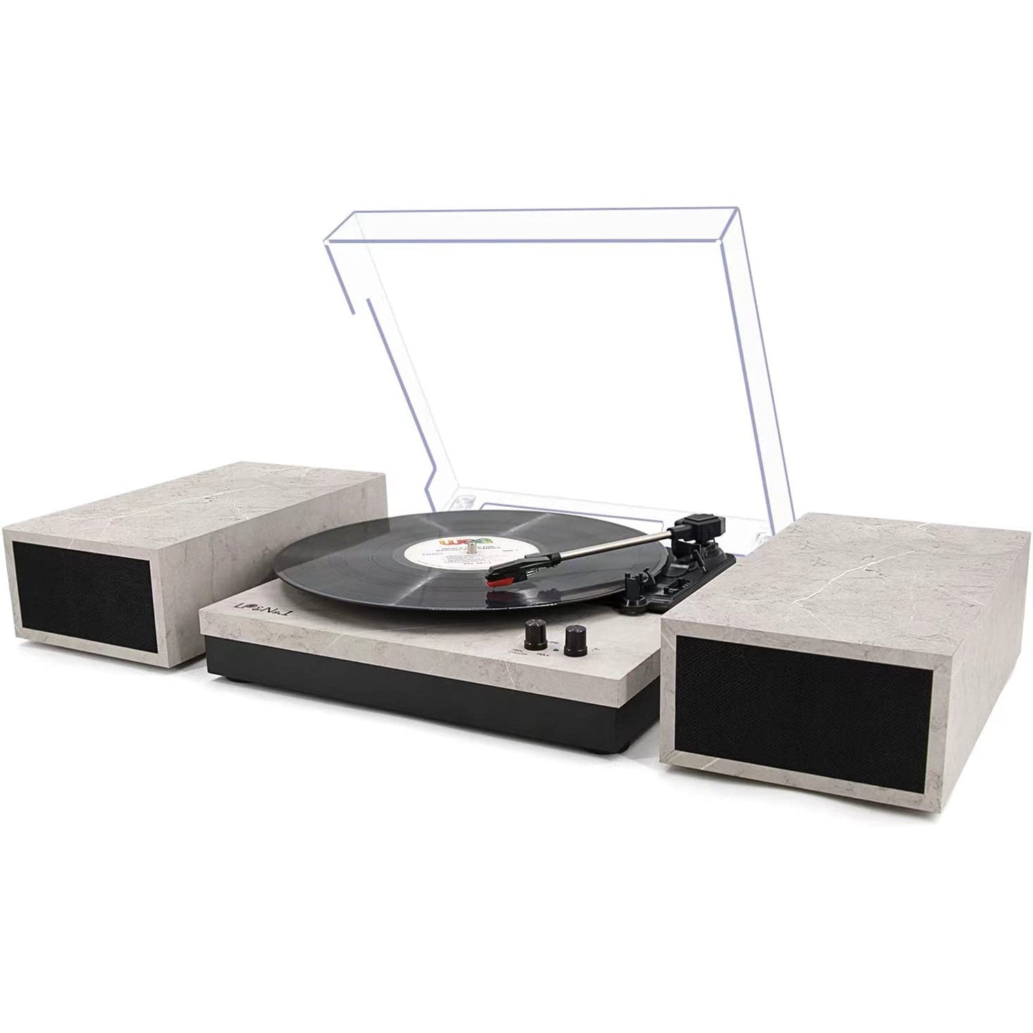 LP&No.1 Record Player, Bluetooth Vinyl Turntable with Stereo Bookshelf Speakers Sigbeez