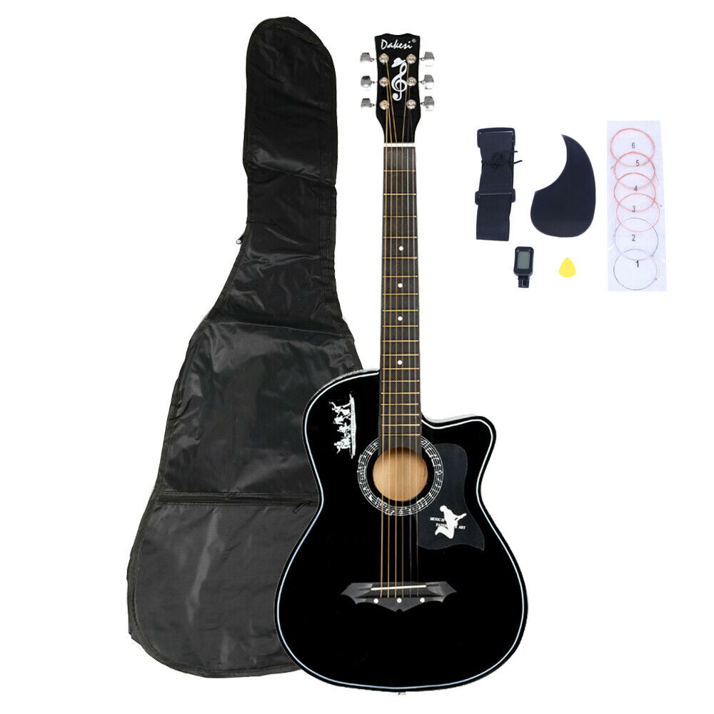 Zprotect 40" Beginner Acoustic Guitar Starter Bundle Kit with Bag, Tuner, Pickguard and String Set, Black GONZALABES