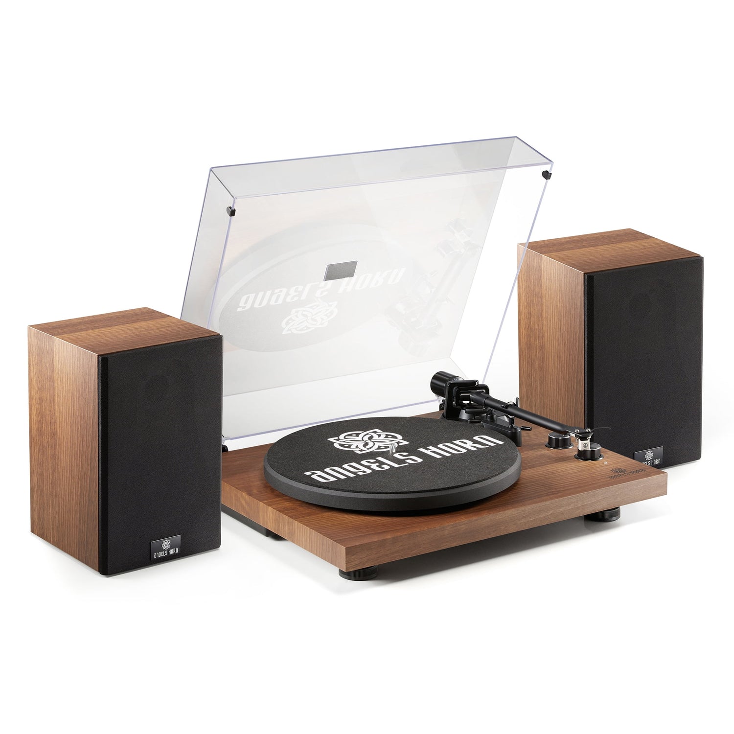 Angels Horn Bluetooth Record Player with Bookshelf Speakers and Phono Preamp Sigbeez