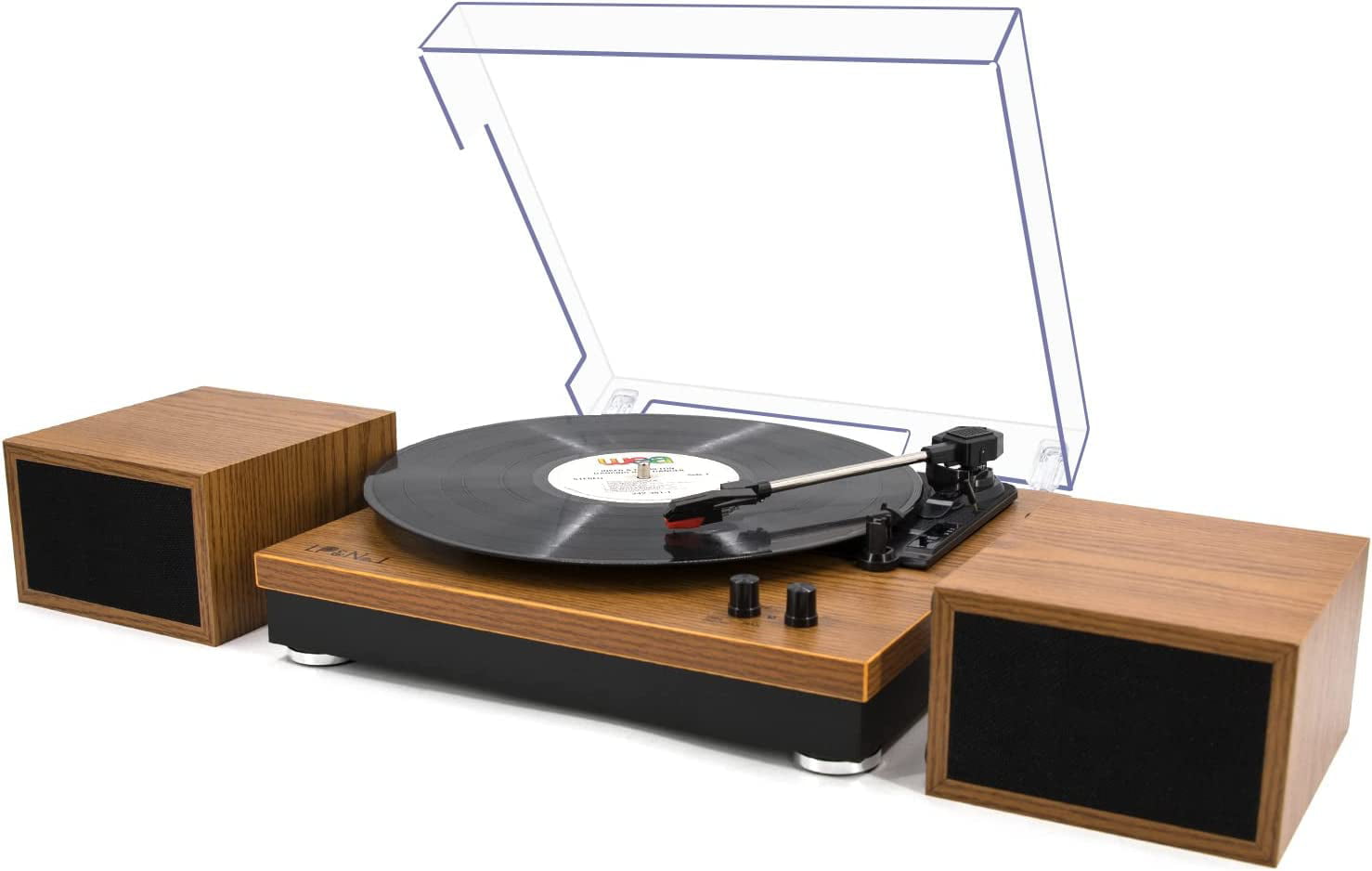 LP&No.1 Record Player, Bluetooth Vinyl Turntable with Stereo Bookshelf Speakers Sigbeez